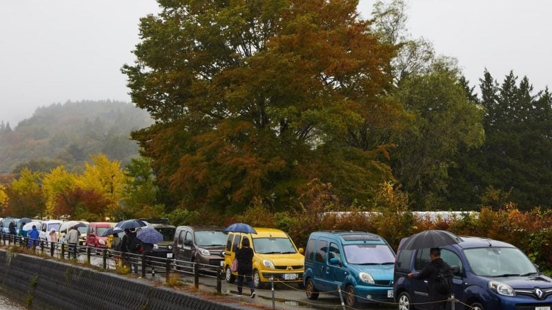 Peu importe la météo, l'enthousiasme des Japonais pour le Kangoo ne se dément pas.